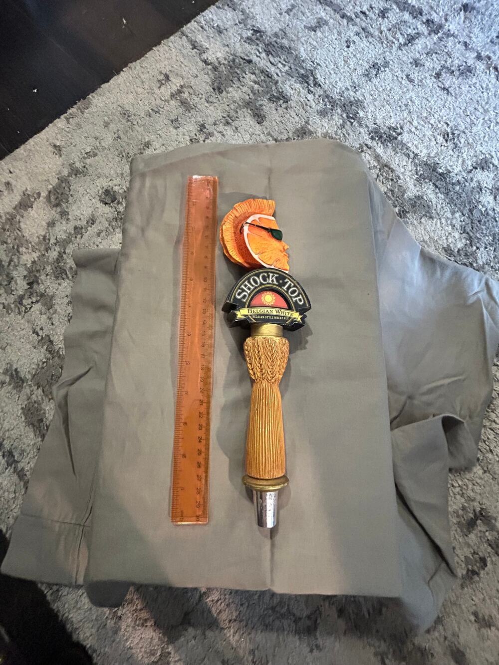 Shock Top Belgian White Beer Tap Handle Mohawk Orange Breweriana Bar